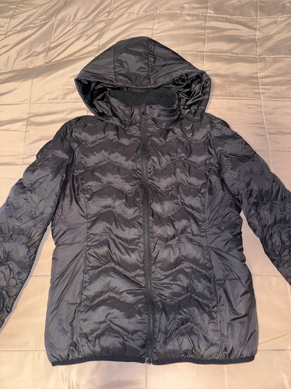 Girls 14/16 Black Hooded Packable Puffer